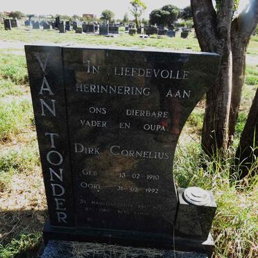 TONDER Dirk Cornelius, van 1910-1992