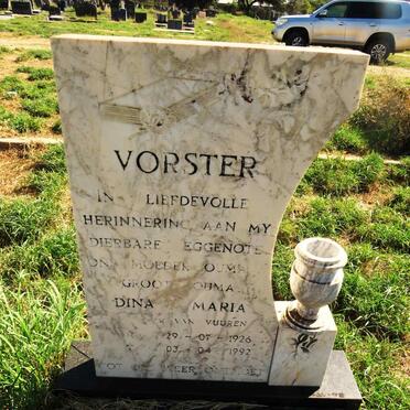 VORSTER Dina Maria nee VAN VUUREN 1926-1992
