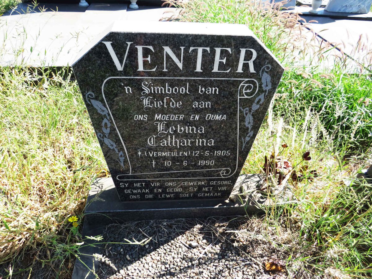 VENTER Levina Catharina nee VERMEULEN 1905-1990