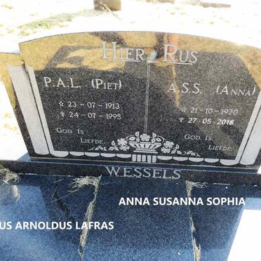 WESSELS Petrus Arnoldus Lafras 1913-1995 & Anna Susanna Sophia 1920-2018