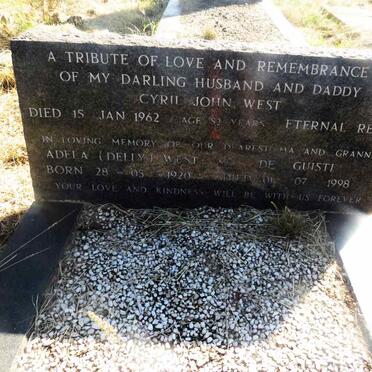 WEST Cyril John -1962 & Adela DE GUISTI 1920-1998