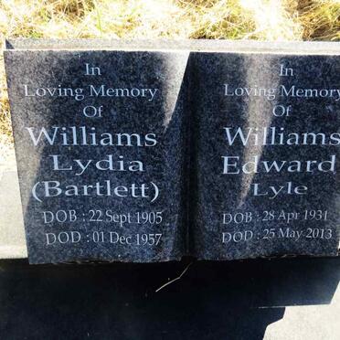 WILLIAMS Lydia nee BARTLETT 1905-1957 :: WILLIAMS Edward Lyle 1931-2013 