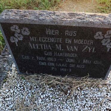 ZYL Aletha M., van nee HAASBROEK 1883-1955