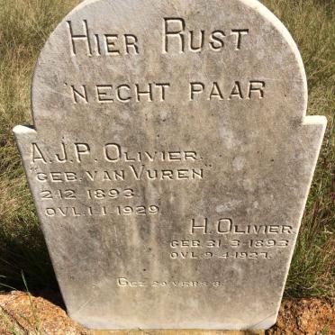 OLIVIER H. 1893-1927 &amp; A.J.P. VAN VUUREN 1893-1929