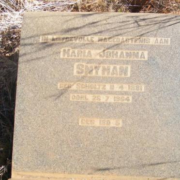 SNYMAN Maria Johanna nee SCHOLTZ 1881-1964