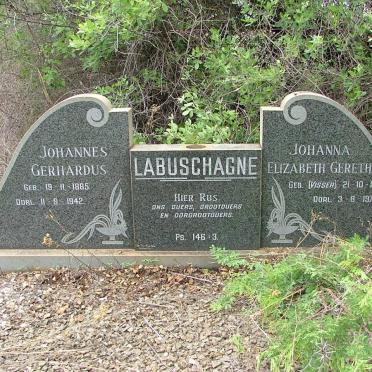 LABUSCHAGNE Johannes Gerhardus 1885-1942 &amp; Johanna Elizabeth Geretha VISSER 1888-1977