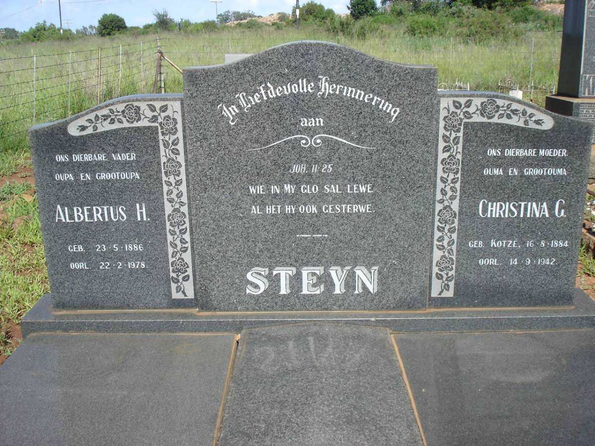 STEYN Albertus H. 1886-1978 & Christina G. KOTZE 1884-1942