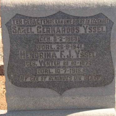 YSSEL Sarel Gerhardus 1868-1941 &amp; Hendrina F.J. VENTER 1872-1918