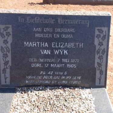 WYK Martha Elizabeth, van nee VENTER 1871-1965