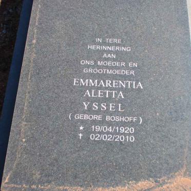 YSSEL Emmarentia Aletta nee BOSHOFF 1920-2010