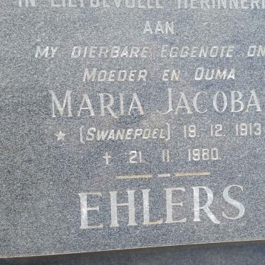 EHLERS Maria Jacoba nee SWANEPOEL 1913-1980