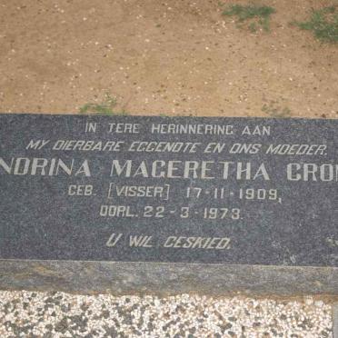 CRONJE Hendrina Mageretha nee VISSER 1909-1973