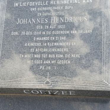 COETZEE Johannes Hendricus 1920-2010