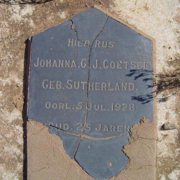 COETSEE Johanna G.J. nee SUTHERLAND -1928