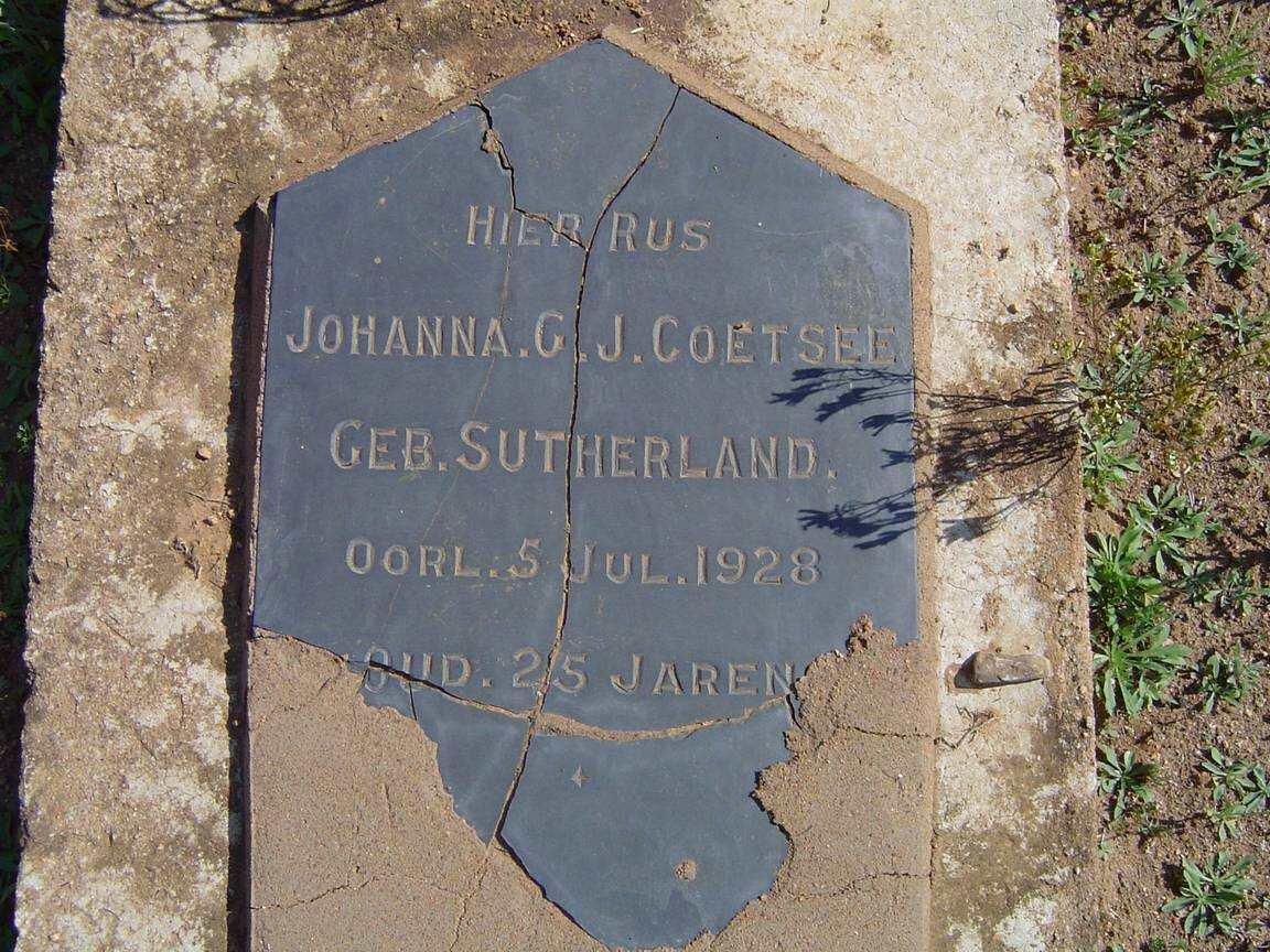 COETSEE Johanna G.J. nee SUTHERLAND -1928
