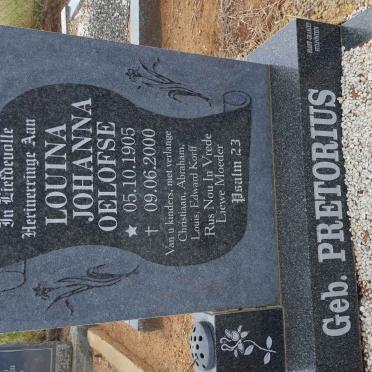 OELOFSE Louina Johanna nee PRETORIUS 1905-2000