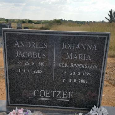 COETZEE Andries Jacobus 1918-2002 &amp; Johanna Maria BODENSTEIN 1920-2009
