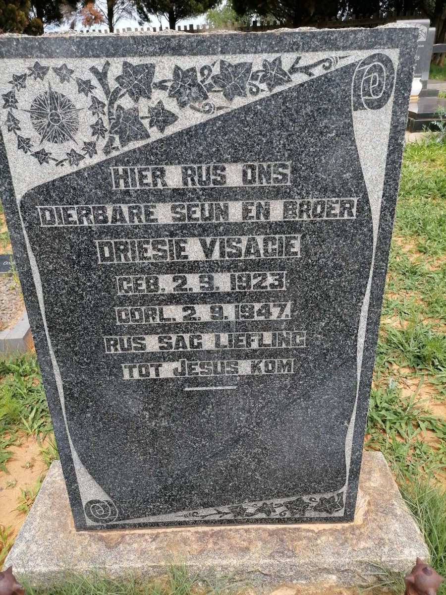VISAGIE Driesie 1923-1947