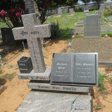 VUUREN Marthinus Petrus, Jansen van 1946-2007 &amp; Alida Susanna VAN NIEKERK 1947-2016
