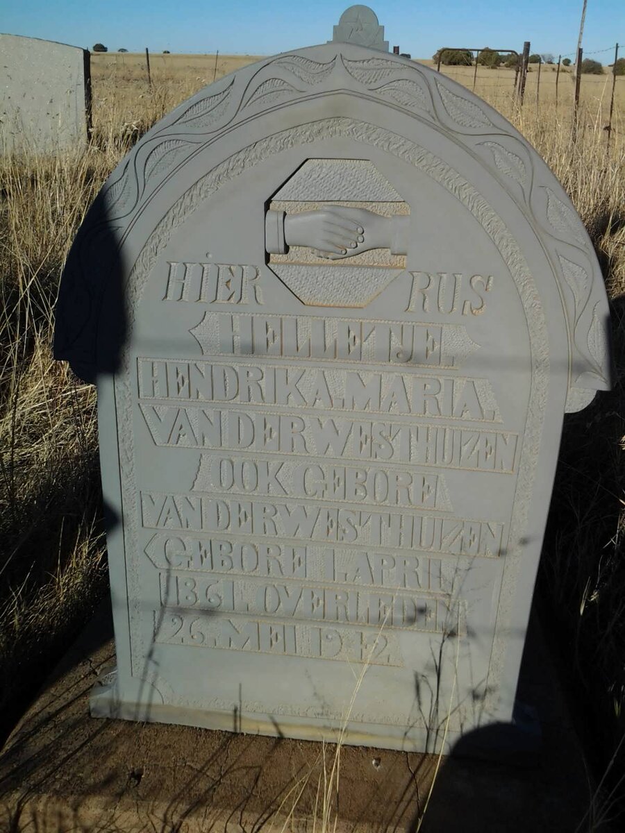 WESTHUIZEN Helletje Hendrika Maria, van der nee VAN DER WESTHUIZEN 1861-1912