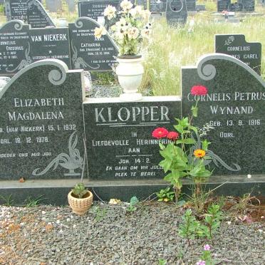 KLOPPER Cornelius Petrus Wynand 1916-  &amp; Elizabeth Magdalena  VAN NIEKERK 1932-1978