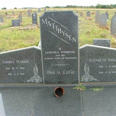 MATTHYSEN Andries Hendrik 1892-1976 &amp; Elizabeth Johanna P. 1900-1975
