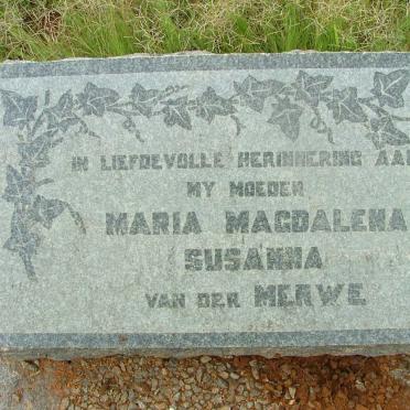 MERWE Maria Magdalena Susanna, van der