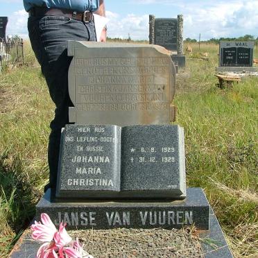 VUUREN Johanna Maria Christina nee BOSMAN  1899-1929 :: JANSEN VAN VUUREN Johannan Maria Christina 1929-1929