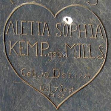 KEMP Aletta Sophia nee MILLS 1871-1933