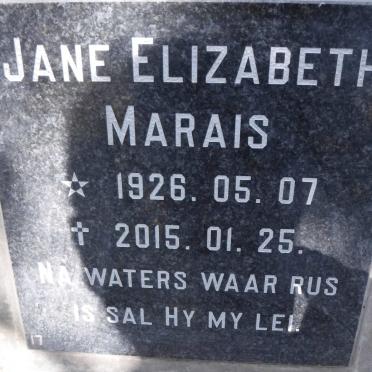 MARAIS Jane Elizabeth 1926-2015