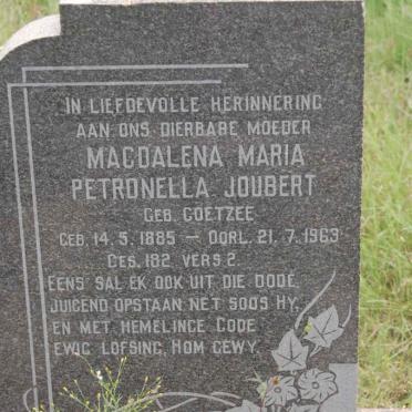 JOUBERT Magdalena Maria Petronella nee COETZEE 1885-1963