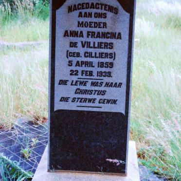 VILLIERS Anna Francina, de nee CILLIERS 1859-1938