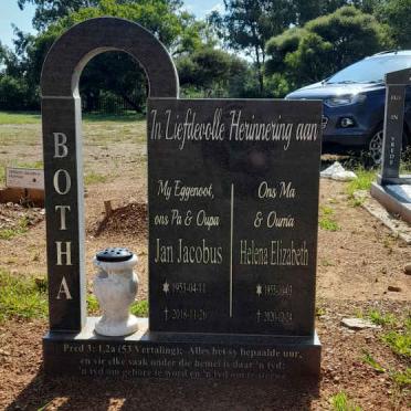 BOTHA Jan Jacobus 1953-2018 &amp; Helena Elizabeth 1955-20??