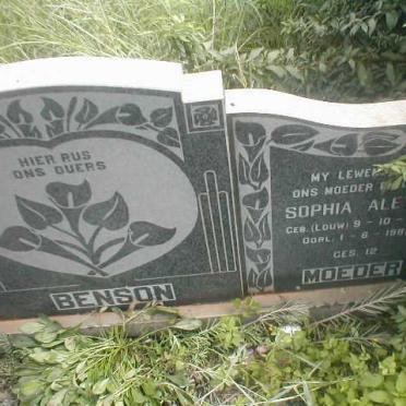 BENSON Sophia Aletta nee LOUW 1921-1985