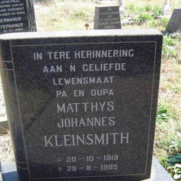 KLEINSMITH Matthys Johannes 1919-1985