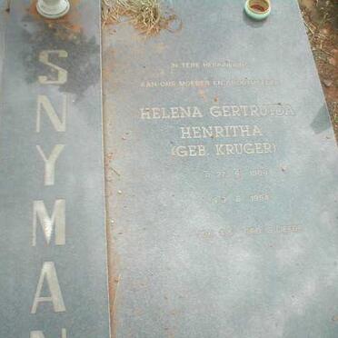 SNYMAN Helena Gertruida Henritha KRUGER 1909-1994