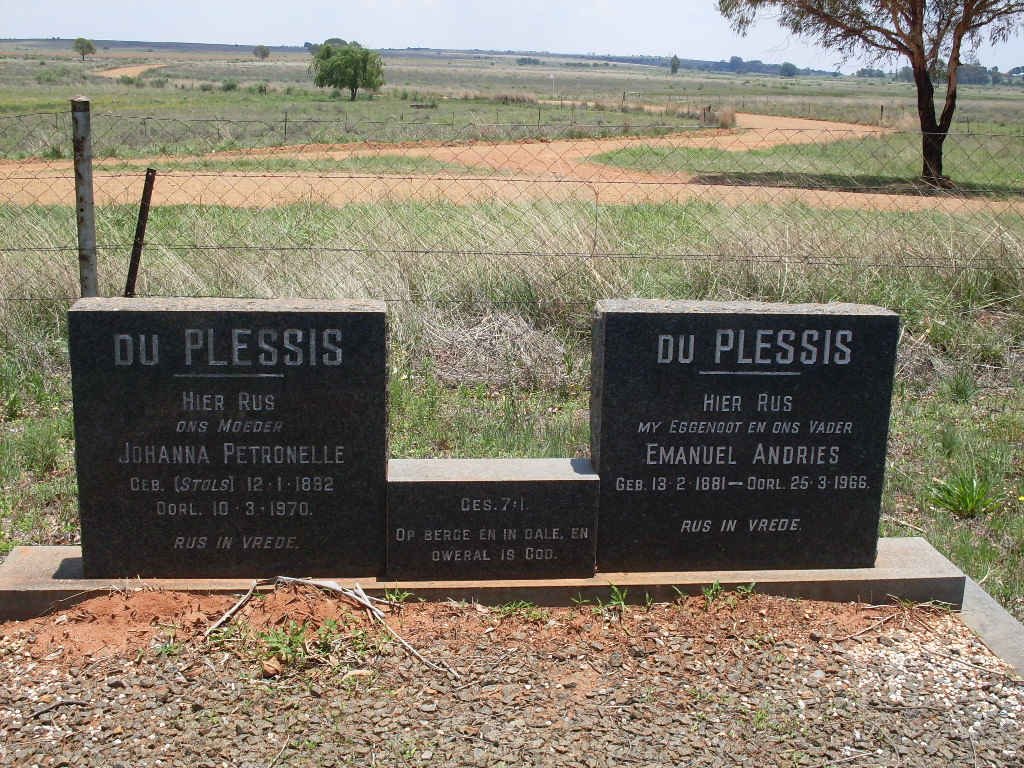 PLESSIS Emanuel Andries, du 1881-1966 & Johanna Petronelle STOLS 1882-1970