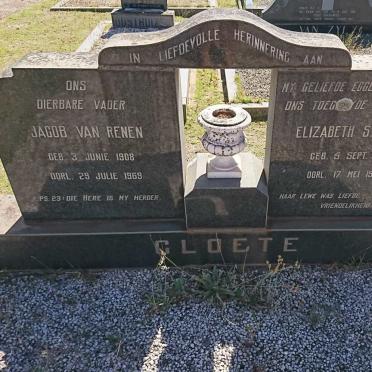 CLOETE Jacob van Renen 1908-1969 &amp; Elizabeth S. 1906-1968