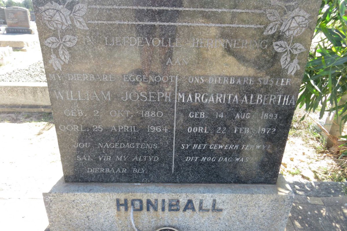 HONIBALL William Joseph 1880-1964 &amp; Margarita Albertha 1893-1972
