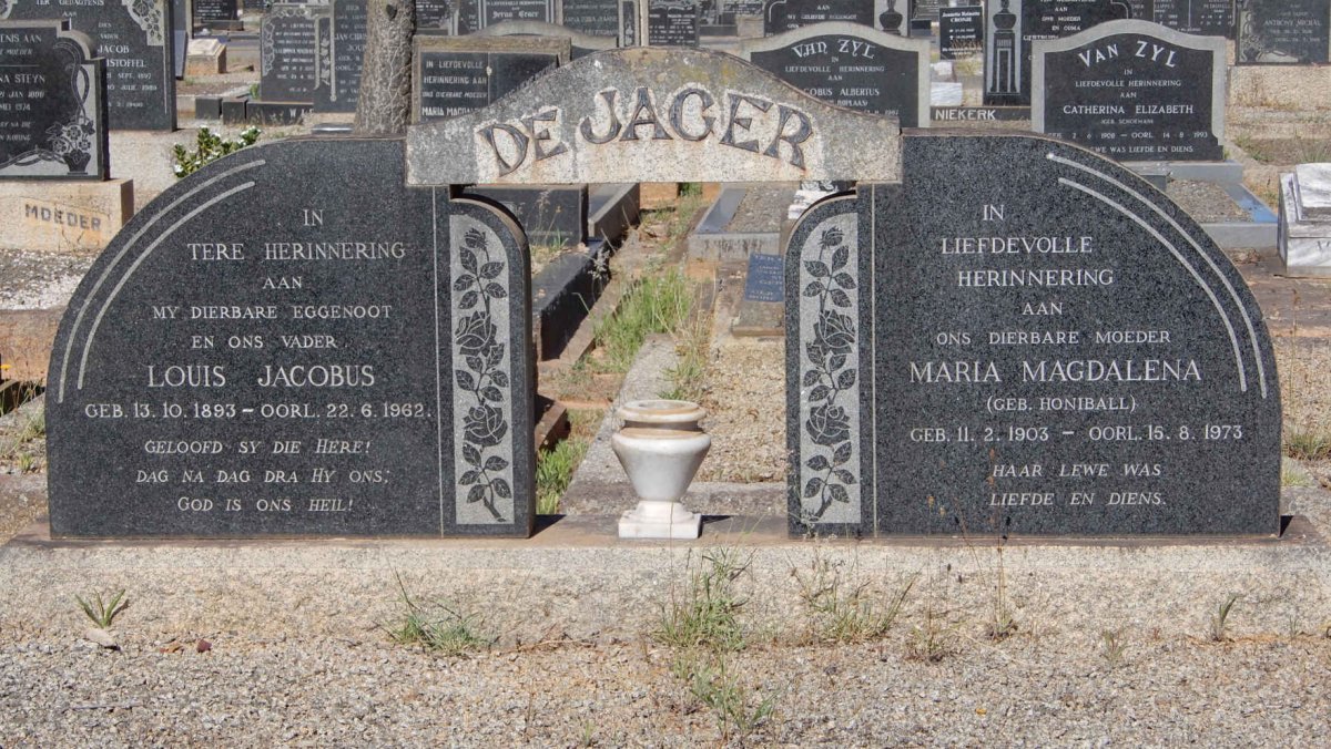 JAGER Louis Jacobus, de 1893-1962 &amp; Maria Magdalena HONIBALL 1903-1973