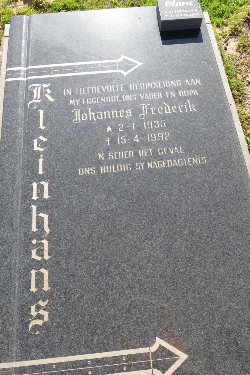 KLEINHANS Johannes Frederik 1935-1992 :: KLEINHANS Clara 2014-2014