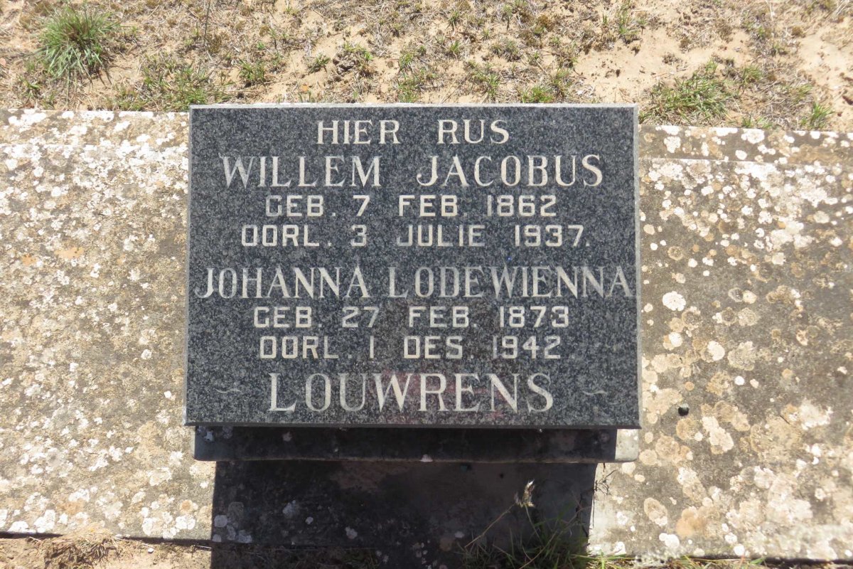 LOUWRENS Willem Jacobus 1862-1937 &amp; Johanna Lodewienna 1873-1942