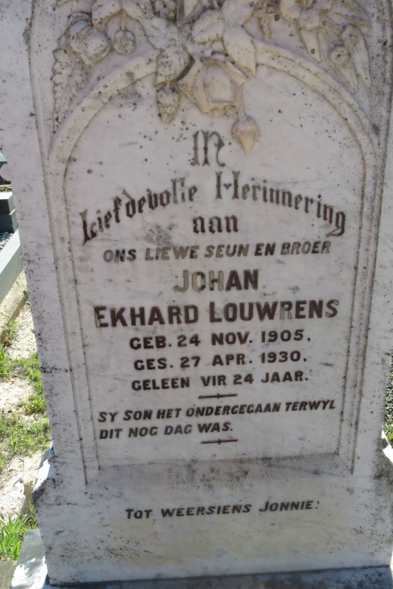 LOUWRENS Johan Ekhard 1905-1930