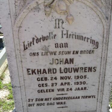 LOUWRENS Johan Ekhard 1905-1930