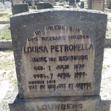 LOUWRENS Louisa Petronella nee JANSE VAN RENSBURG 1879-1950