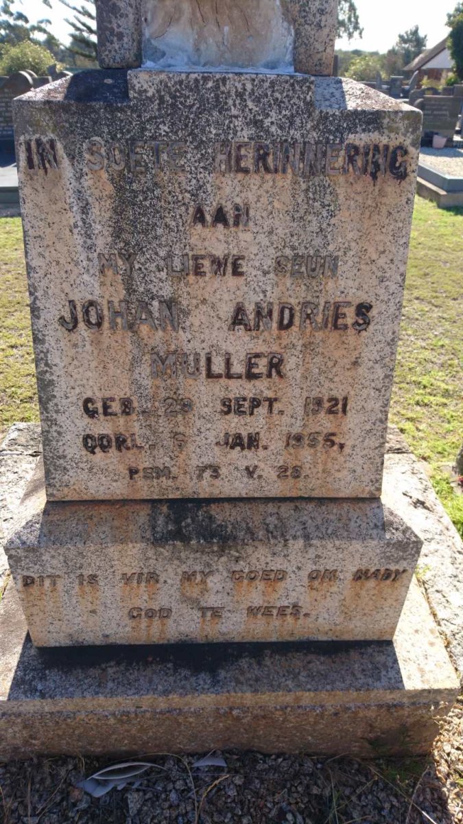 MULLER Johan Andries 1921-1955