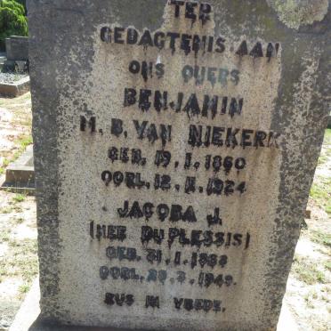 NIEKERK Benjamin M.B., van 1860-1924 &amp; Jacoba J. DU PLESSIS 1868-1949