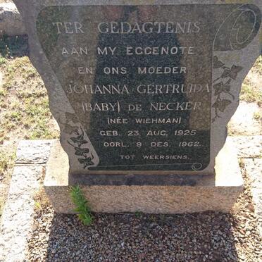 NECKER Johanna Gertruida, de nee WIEHMAN 1925-1962