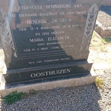 OOSTHUIZEN Hendrik Jacobus 1880-1959 &amp; Maria Elizabeth VAN RENSBURG 1892-1981