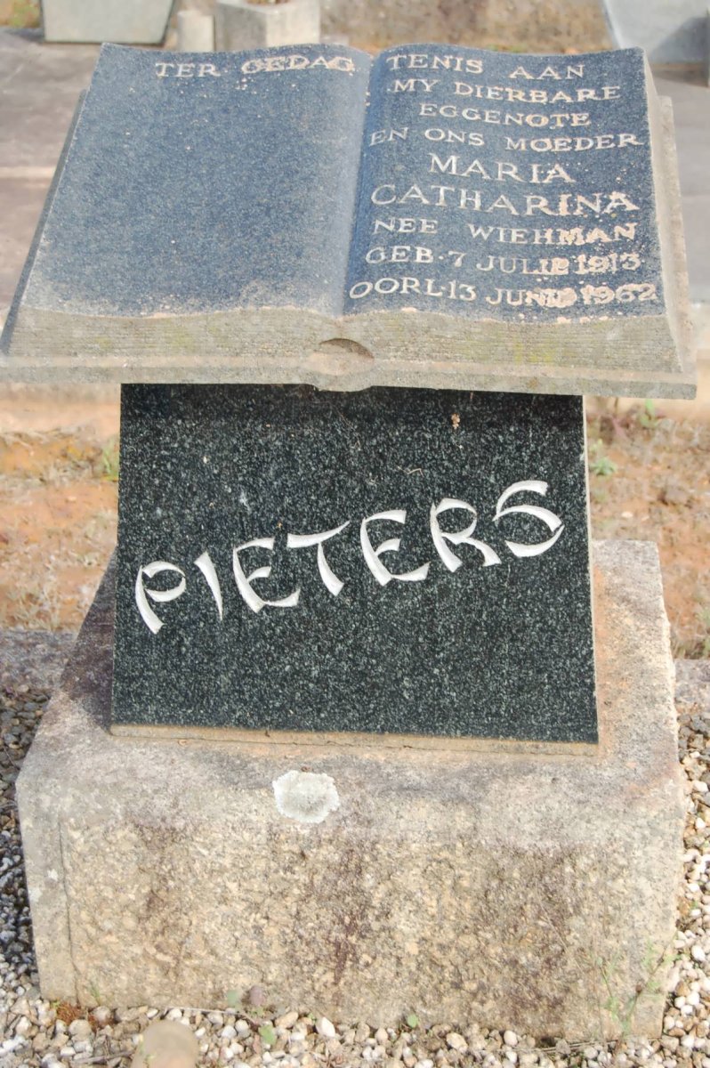 PIETERS Maria Catharina nee WIEHMAN 1913-1962